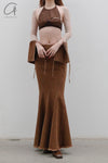 OUDE WAAG Washing Denim Fish Tail Skirt OW-23SS-SK04 reddish brown